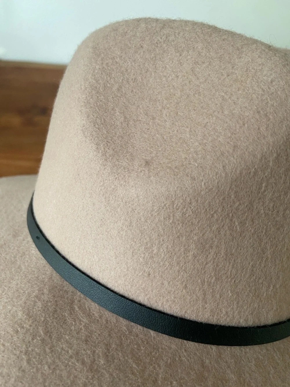 Target wool felted hat fedora brown tan mauve rancher hat vegan leather belt OS